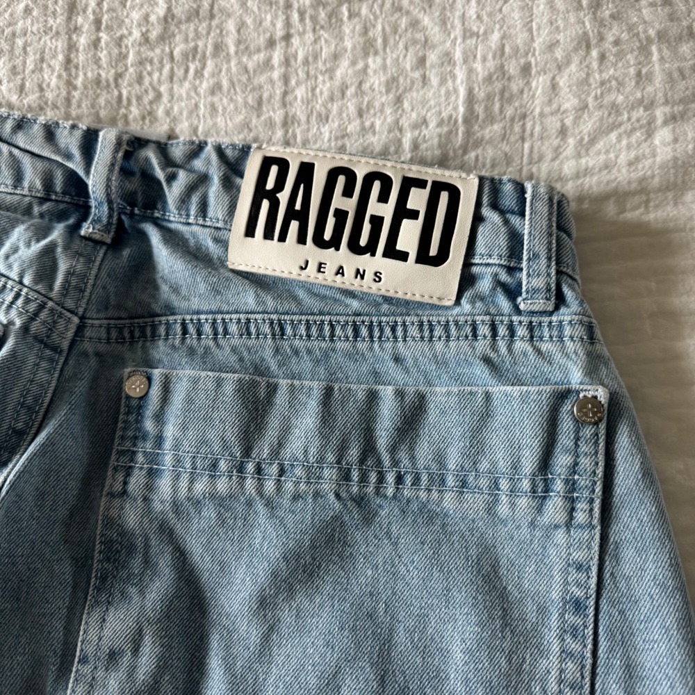 The Ragged Priest Light Wash Denim Cargo Pants Wide Leg Utility Jeans 30 Y2K - Picture 6 of 15